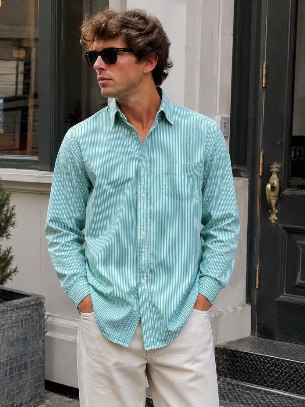 Ralph Lauren Mint Green Striped Button-Down Shirt